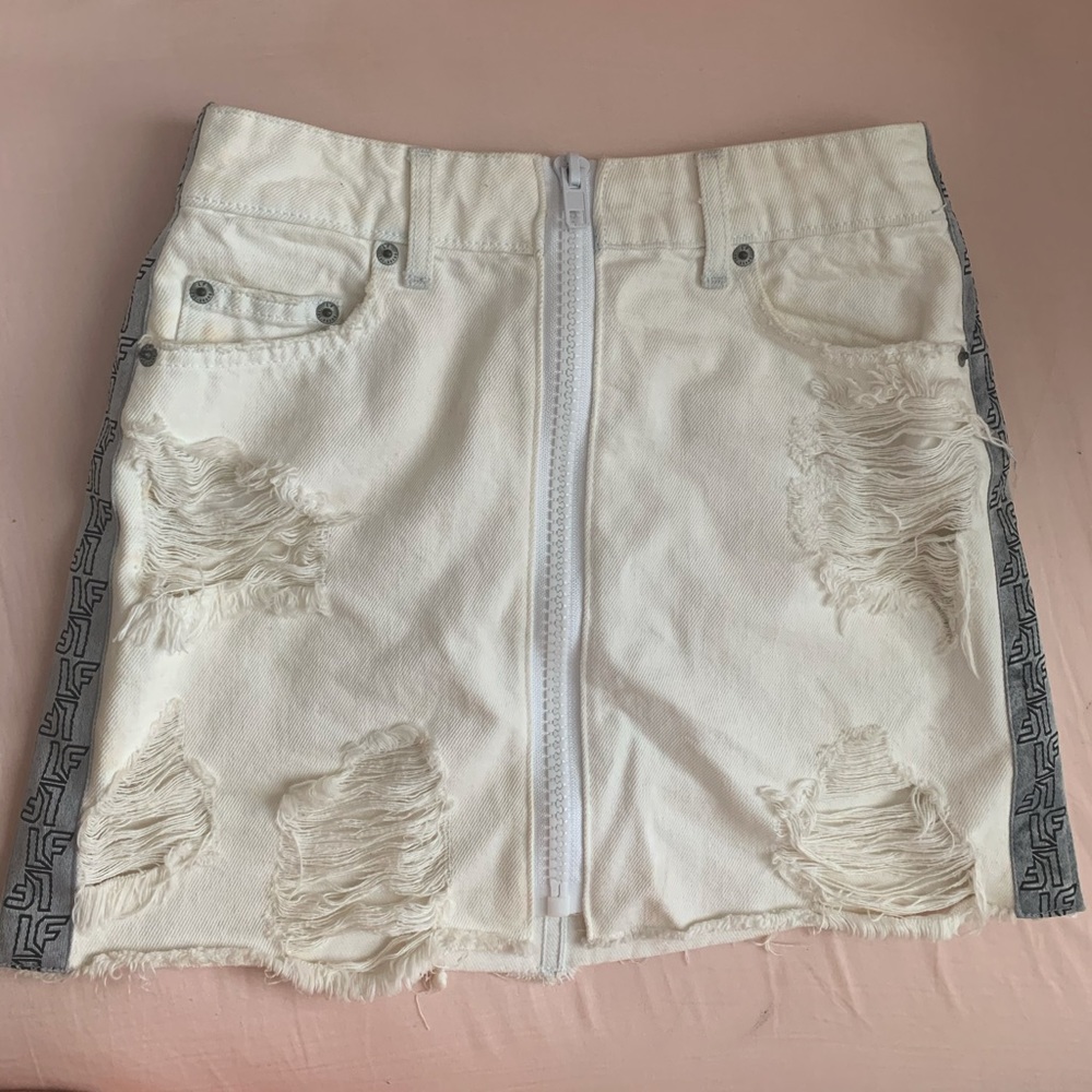 LF White Jean Skirt